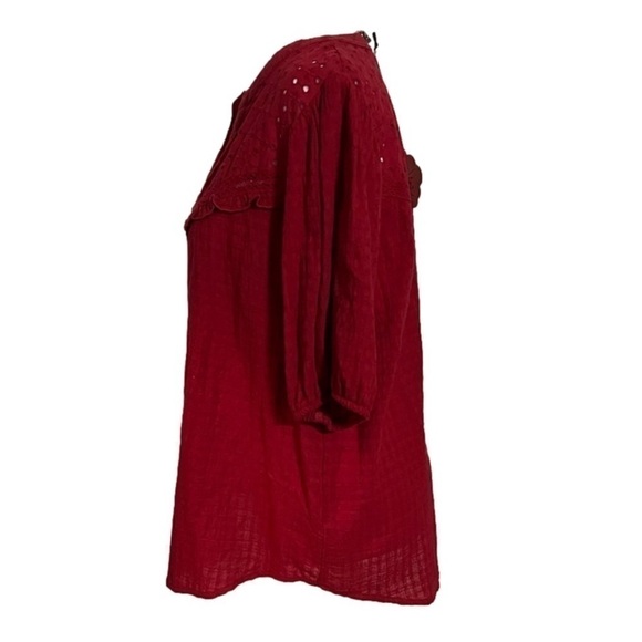 Knox Rose Button Up Eyelet Red Top Women’s Size M - Picture 5 of 11